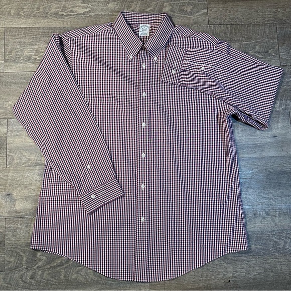 Brooks Brothers Regent Men’s XL Button Down‎ Red And Blue Checker Long Sleeve - Picture 2 of 6